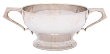 A George V silver two-handled bowl, maker David, Fullerton, London, 1929: of plain circular form,