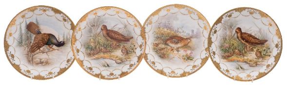 A set of twelve Limoges porcelain 'game bird' plates,