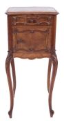 A late 19th Century French walnut pot cupboard:,