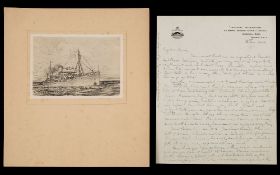 Discovery II, a portrait print of the ship after the engraving by A W B Powell 1932:,