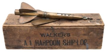 A T Walker & Sons Patent A1 ' Harpoon' Ship's log in original pine case:,