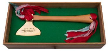 A Japanese polished brass naming axe for the MT 'Diana Prosperity':,