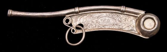 A Victorian Exeter silver bosun's whistle, maker William Pope, Exeter 1849:,