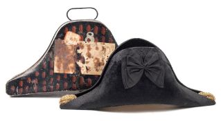 A Royal Navy regulation bicorn hat by G J Chapman, Plymouth:, with gilt brocade,