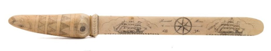 A 19th century scrimshaw page turner:,