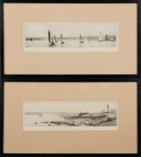 * Rowland Langmaid [1897-1956]- Plymouth Harbour; Plymouth How,:- two etchings,