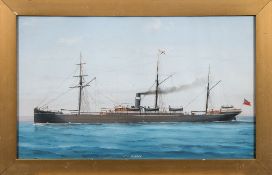 European School 19/20th Century- SS Manora,:- signed and inscribed gouache 34 x 57cm.