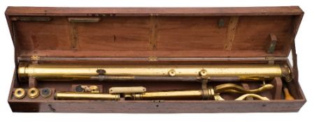 A 3 inch lacquered brass refracting library telescope by Dollond, London:,