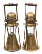 An unusual pair of late Victorian brass candle ejector ship lanterns by Bulpit & Sons, Birmingham:,