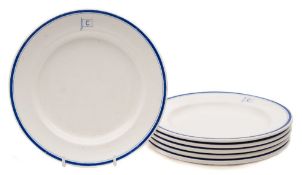 Crawford & Co Lines, a set of six Ironstone plates by Dunn, Bennett & Co, Burslem:,