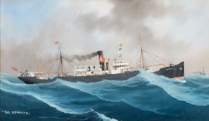 British School 19/20th Century- SS Exmouth,:- watercolour and bodycolour 38 x 66cm.