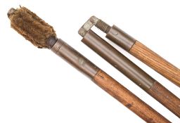 An ash three section gun cleaning rod by Felton:, with brass fittings,