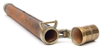A late 19th/early 20th century brass and leather instrument tube by Jul Ludemann, Koln,:, 41.