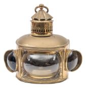 A late 19th century brass masthead triple lantern:,
