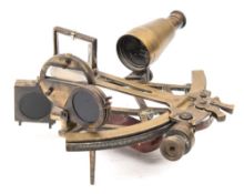 A 7 1/2 inch radius brass vernier sextant by C Plath, Hamburg:,