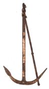 A fisherman's iron anchor,together with two portholes:, (3).