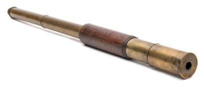 A leather and brass three draw 'Improved Day or Night' telescope by G Dixey, London:,