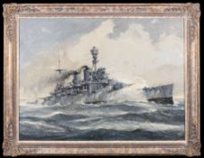 * John S Smith [20/21st Century]- HMS Repulse, under full-steam in choppy seas,:- signed,