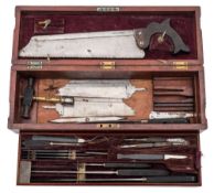 A 19th century cased part set of surgical/amputation instruments by S Maw, London:,