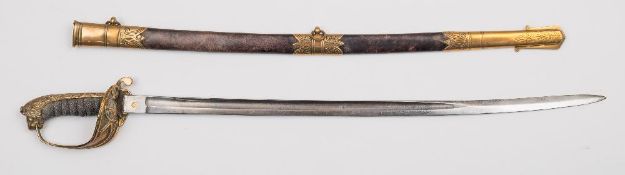 A Victorian Royal Navy regulation pattern dress sword by Mole & Son, Birmingham:,