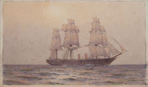 Alma Claude Burton Cull [1880-1931] - Steam sailing ship,:- signed and dated 1912, watercolour,