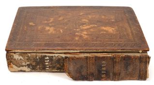 BIBLE : The Bible and Holy Scriptures Conteined in the Olde and Newe Testament : early 19th calf