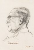 PANNETT, Juliet ( 1911-2005 ) English portrait artist : ' William Walton,' signed charcoal sketch,
