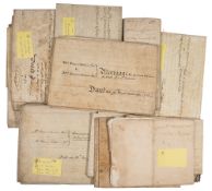 INDENTURES : Nineteen various indentures, mortgages, conveyances, and other legal documents,