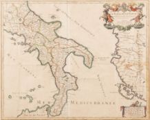 JAILLOT, H - Le Royaume de Naples : hand coloured map, 545 x 440 mm, f & g, some creasing,