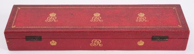 GRANT OF ARMS : A large vellum document with two seals in fitted red morocco case with the cipher
