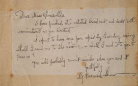 SHAW, George Bernard : (1856-1950) Irish playwright, critic, polemicist,