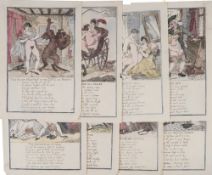 ROWLANDSON, Thomas : a collection of eight hand coloured erotic etched prints, 290 x 190 mm,