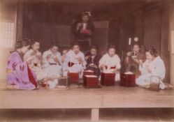 JAPAN PHOTOGRAPHS : A collection of 12 early 20th century hand tinted photographs of Japan,