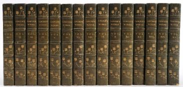 BINDINGS - The Works of William Cowper : 15 volumes, half green morocco, 8vo, 1836-37.