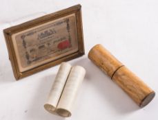 FREEDOM OF LONDON : long vellum scroll granting freedom of London to George Carver of Bishopsgate,