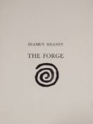 HEANEY, Seamus - The Forge : signed coloured etched plate by Breon O'Casey, 4 pp, folio,