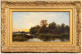 Attributed to George Augustus Williams [1814-1901]- Cookham; river landscape, figure and cattle,