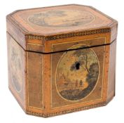 A 19th century tea caddy: of rectangular outline,