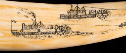A late 19th/early 20th century Inuit carved walrus tusk:, unsigned,