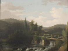 John Wallace Tucker [1808-1869]- Okeford Bridge on the Exe,:- signed,