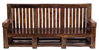 Of Coleridge Interest An unusual Holm oak Quercus Ilex rectangular settle: in the Arts and Crafts