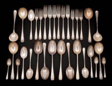 A George V silver Hanoverian pattern part flatware service, maker Elkington & Co, Birmingham,