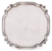 An Edward VIII silver salver, maker Harrods Ltd, London, 1926: of square outline,