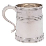 A George V silver mug, maker Manoah, Rhodes & Sons Ltd, London, 1914: of cylindrical outline,