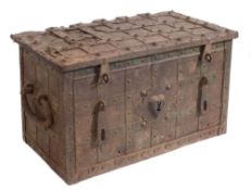 An 18th century Nuremberg iron strong box,
