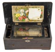 A 19th century Swiss musical box: playing eight airs with 15.5cm.