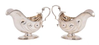 A pair of late Victorian silver sauceboats, maker Joshiah Williams & Co, London,