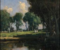 James Humbert Craig [1877-1944]- Figures in a sunlit park,
