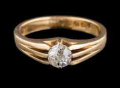 An 18ct gold and diamond claw-set,