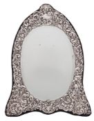 An Elizabeth II silver framed mirror, maker Keyford Frames Ltd, London, 1990: of arched outline,